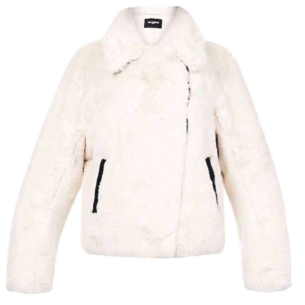 The Kooples Faux Rabbit Fur Warm Biker / Winter Jacket